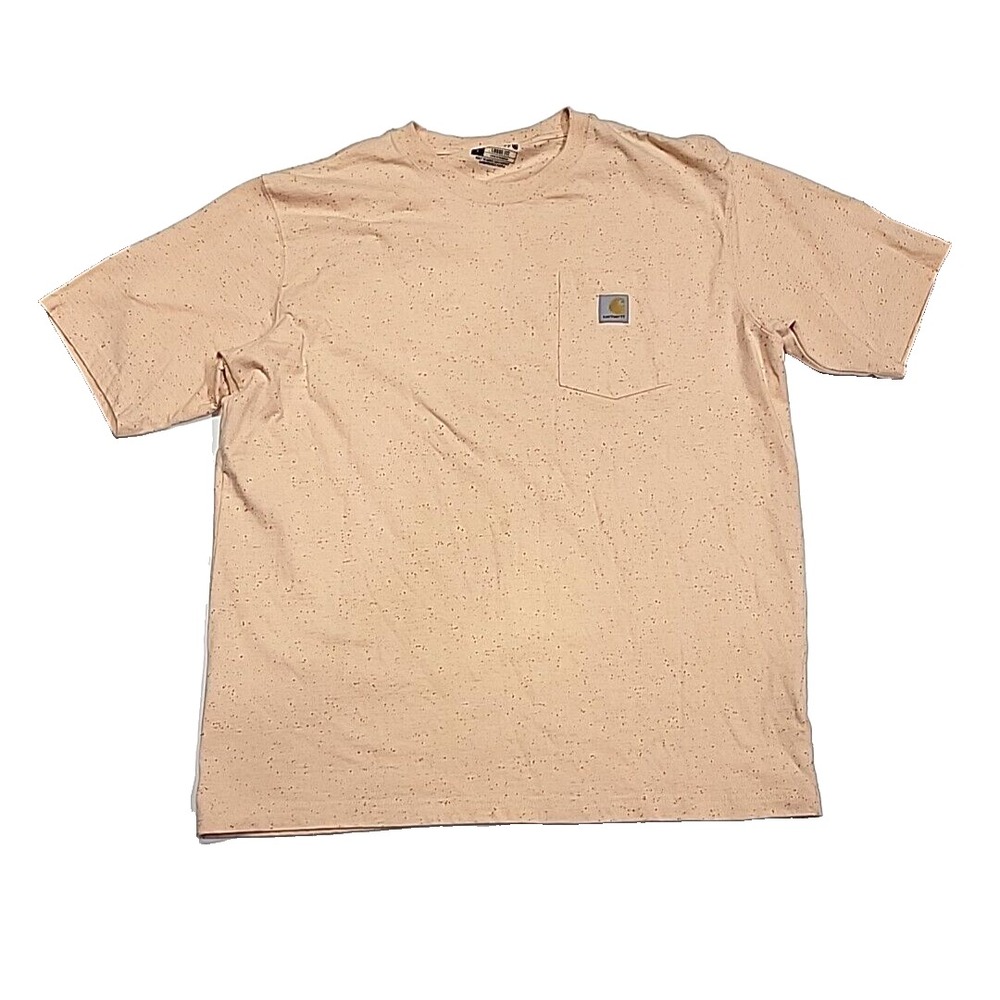 Carhartt Loose Fit Speckled Short Sleeve Peach Single Pocket T-Shirt Men's Large
